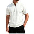 thumbnail image 2 of Mens Short Sleeve Zip Up Mock Neck Sweatshirt Relaxed Fit Casual Pullover Top with Pocket, 2 of 7
