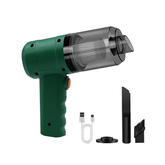 Aspiradora de mano inalámbrica para coche pequeño, aspiradora compacta multifuncional con accesorios, portátil para ordenador Verde