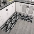 thumbnail image 3 of Grey Black Geometric Kitchen Rugs and Mats Sets Of 2,Kitchen Decoration Rugs,Rubber Backing Non-Slip Floor Mat for Sink Washable Waterproof Laundry Room Runner Rugs, 3 of 7