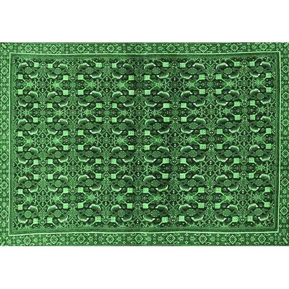 Ahgly Company Indoor Rectangle Persian Emerald Green Traditional Area Rugs, 7' x 10'