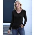 thumbnail image 6 of Womens Fall Clothes Long Sleeve Shirts Scoop Neck Ribbed Knit Slim Fitted Trendy Casual Tops Black S, 6 of 9