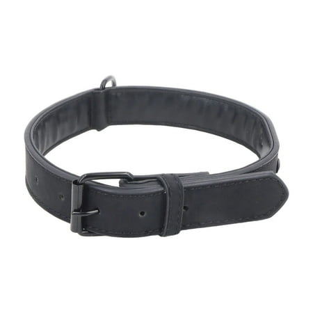 Padded PU Leather Dog Collar Breathable Heavy Duty Dog Collar Leather With Adjustable -Proof Metal Buckle For Small Medium Large Dogs(S Black)