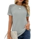 thumbnail image 1 of Verano Encaje Crochet Hallow Camiseta Manga Corta Cuello Redondo Ajuste Suelto Waffle Knit Raglan para Mujer, 1 of 6