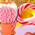 thumbnail image 4 of Halloween Mini Pumpkin Shaped Plastic Candy Dispenser, 6.5in Gumball Machine Office Party Favor Easy Refill Treats Food Canister Snack Container Table Decor Gift Supply w/ Free Gums & EBK Bag, 4 of 7