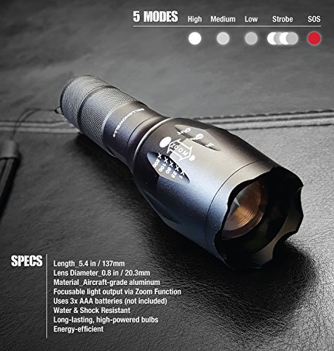 Bell Howell 1176 Taclight High-Powered Tactical Flashlight with Modes  Zoom  Function 22X Brighter High Lumens Weather Proof For Outdoor, Camping,  Emergency As Seen On TV (Original Set o