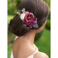 thumbnail image 2 of Flower Bride Wedding Hair Comb White Floral Bridal Hair Clip Leaf Hair Piece Rose Hair Accessories for Women and Bridesmaids (Purple), 2 of 4