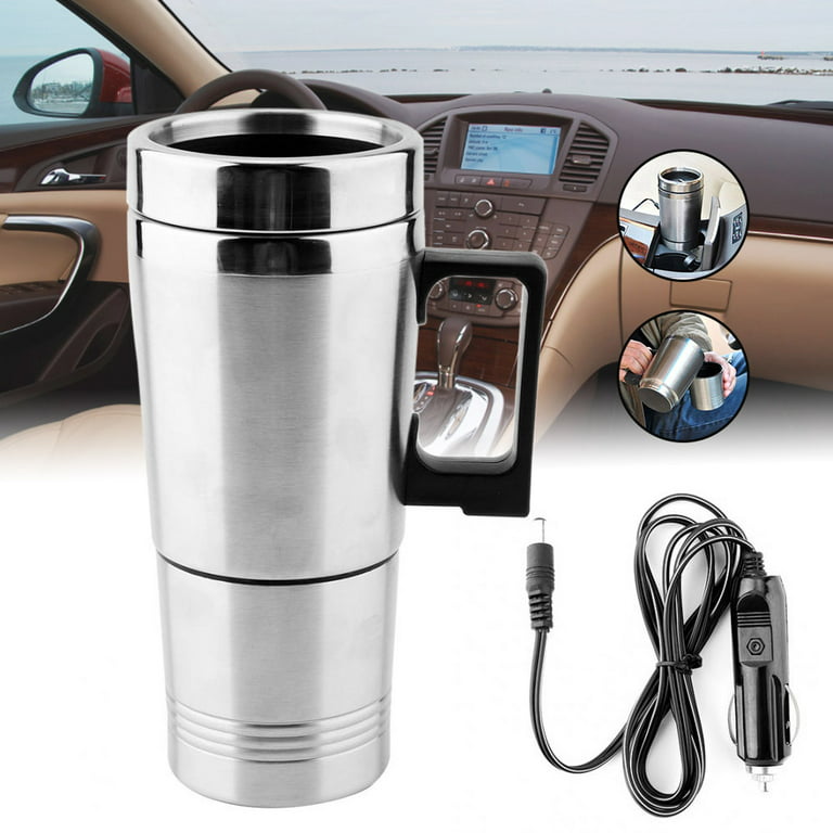Car Heating Mug 12V 24V Universal Smart Electric Heating Cup Portable  Travel Mug Car Thermos Mug Water Heater Kettle Coffee Cup Color Name:  Black, Ships From: United States