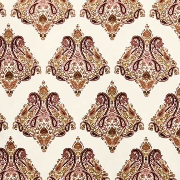 Decora Furnishings Velvet Fabric Damask Sewing and Craft Fabric by The Yard, Creamish Off White