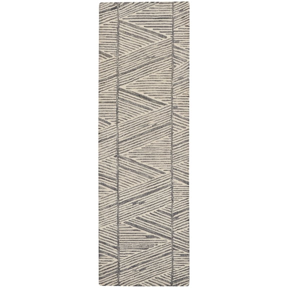Nourison Vail Modern Indoor Area Rug Grey White 2'3" x 7'6"