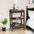 thumbnail image 3 of VECELO Nightstand with Charging Station, Set of 2 End Table with USB Ports and Outlets, 3-Tier Storage Side Table for Living Room, Bedroom, Brown, 3 of 9