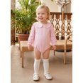 thumbnail image 4 of Cenuakty Baby 3M 6M 12M 18M Girl Romper Long Sleeve Doll Collar Solid Color Bodysuit Infant Fall Playsuit, 4 of 9