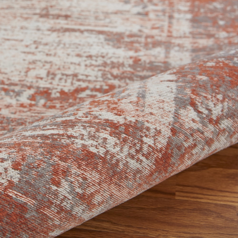 Ox Bay Jewel Medallion Distressed 2 Ft. 8 In. x 7 Ft. Victorian Rust Indoor Runner Rug