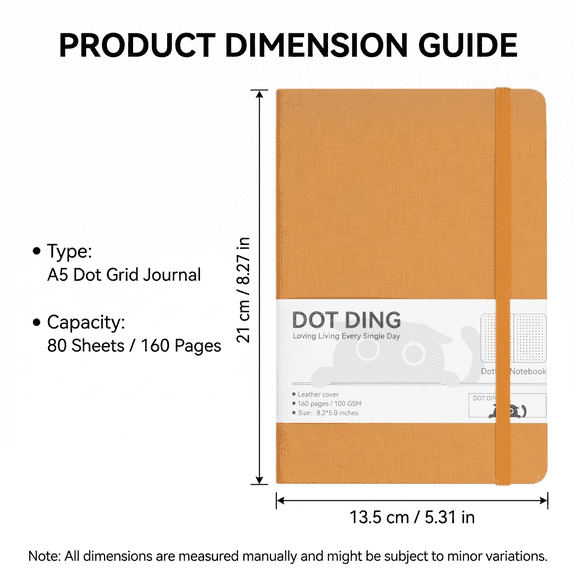 Clearance Sale! 1PC Hardcover Dotted Journal, A5 160-Page Notebook for Bullet Journaling & Planning, Paper, for Office & Home, (21x14cm, Multicolor)