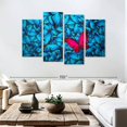 thumbnail image 3 of Elephant Stock Lone Red Butterfly Wall Art - Horizontal Multi Panel Canvas - Living Room Wall Decor - Animal Multi Panel - Blue And Pink Decor - 84" x 54", 3 of 8