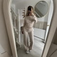 thumbnail image 4 of Fashion Set For Women Autumn New Slim O Neck Zipper Coat Top Wide Leg Pants Two Piece Set Leisure Sportswear Sets Outfits, 4 of 5