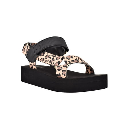 

NINE WEST Womens Beige Asymmetrical Strappy Tomoro Round Toe Wedge Slingback Sandal 5 M