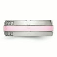thumbnail image 3 of Bague CZ en Céramique Rose Polie en Acier Inoxydable de 7 Dimensions, 3 of 7