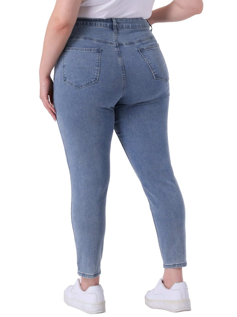 Agnes Orinda Women's Plus Size Skinny Jeans Mid Rise Stretch