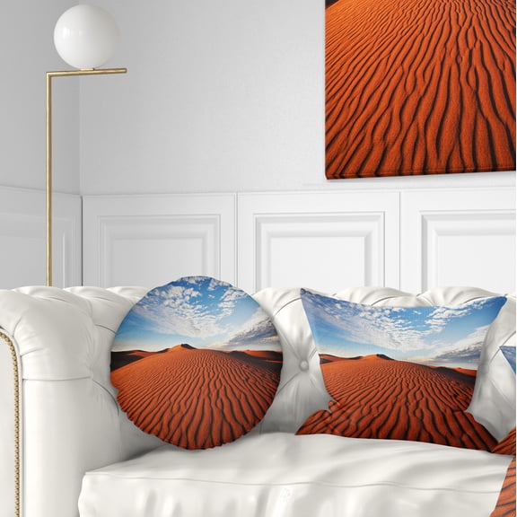 Designart Sahara Dunes under Bright Sky - Landscape Printed Throw Pillow - 12x20