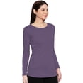 thumbnail image 2 of eloria Women's T-Shirt Round Neck Solid Color Plain Full Sleeve T-Shirt Color: Violet | Size: XL, 2 of 7