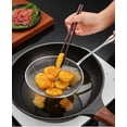 thumbnail image 5 of Espumadera de cocina de acero inoxidable, espumadera de araña de 16 cm de ancho con mango de madera, cucharón de espumadera de araña de acero inoxidable para cocinar y freír. JM, 5 of 5