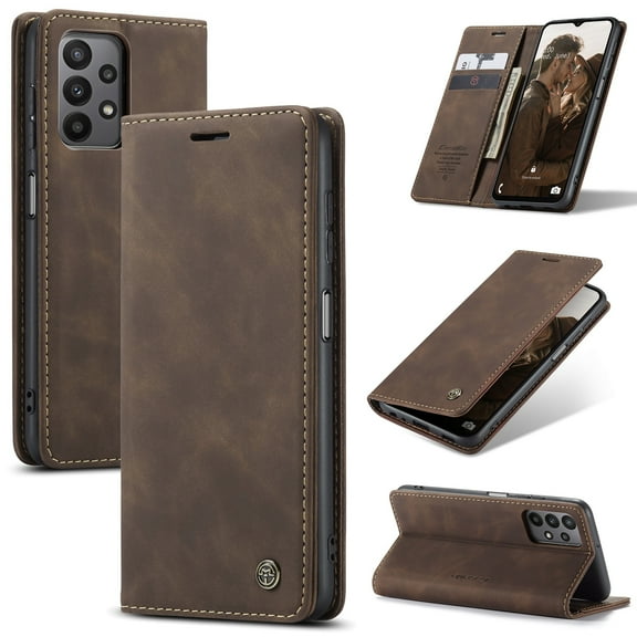 Case for Galaxy A23 4G Wallet Case, [RFID Blocking] Card Holder Stand [Shockproof TPU Interior Case] PU Leather Magnetic Protective Flip Cover Compatible with Galaxy A23 4G,
Coffee