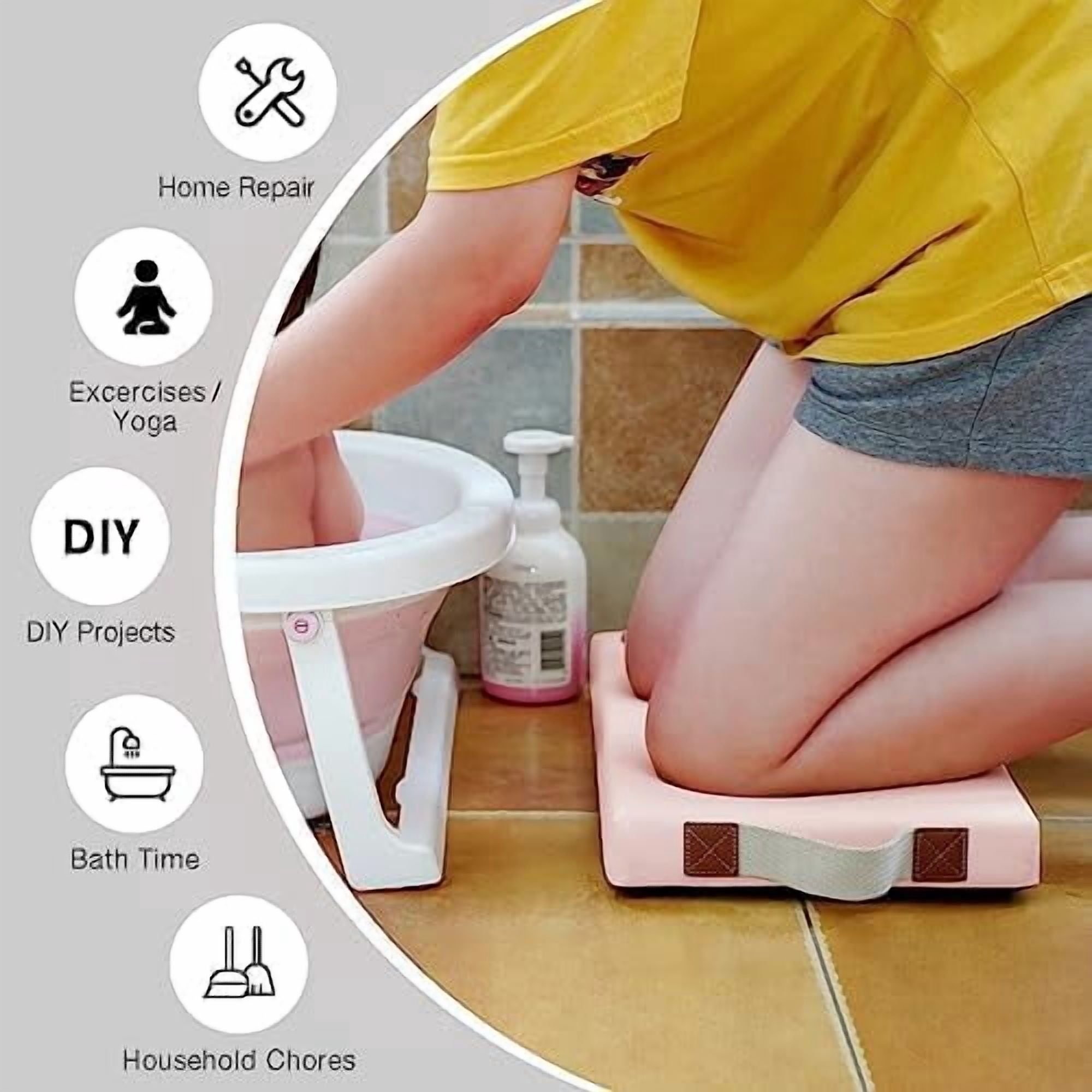 Waterproof Kneeling Pad for Garden or Bath, 2 inch Thick Soft Foam Kneeler Mat for Gardeners Knee Support or Bathtub Bathing with Handle and Removable Cover - Pink