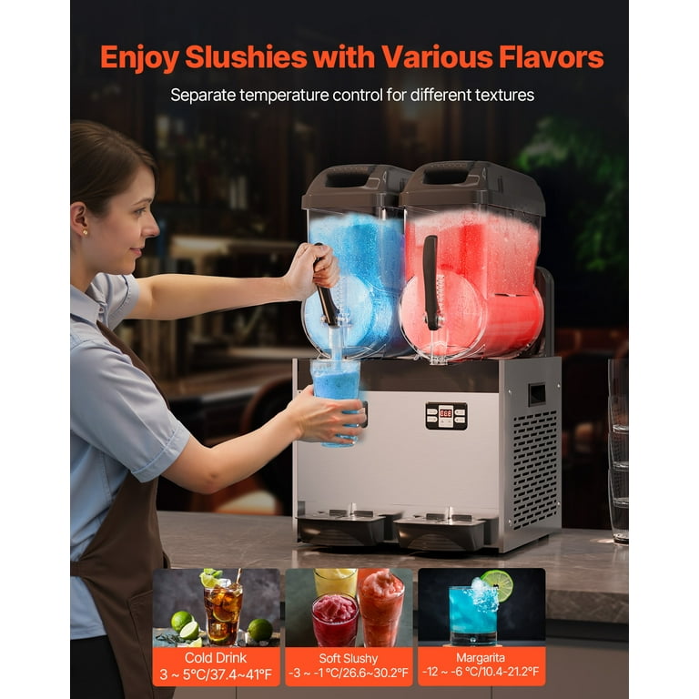 KFFKFF Commercial Slushy Machine, 12Lx2Tank Slushie Machine