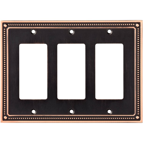 Franklin Brass Classic Beaded Triple Decorator Wall Plate in Bronze with Copper Highlights