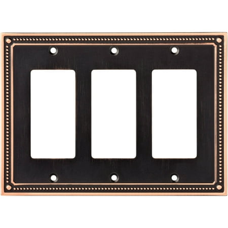 - Franklin Brass Classic Beaded Triple Decorator Wall Plate in Bronze with Copper Highlights