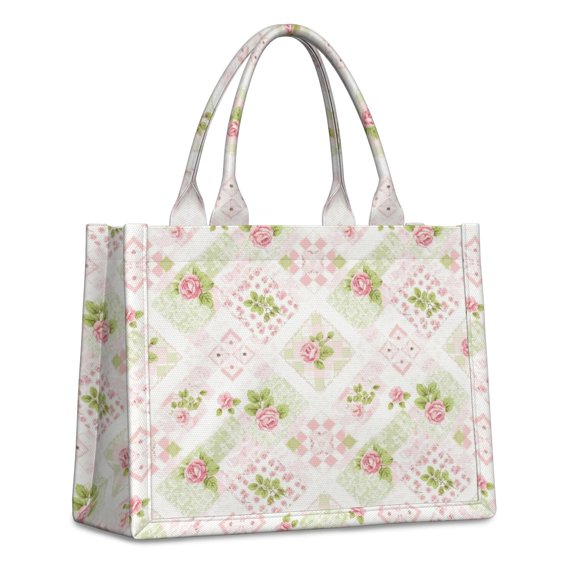 Pioneer Flower Floral Print Pattern Large Capacity Fashion Luxury Tote Handbag, Laptop Compatible Daily Work Bag, 15.7"x13"x5.1"