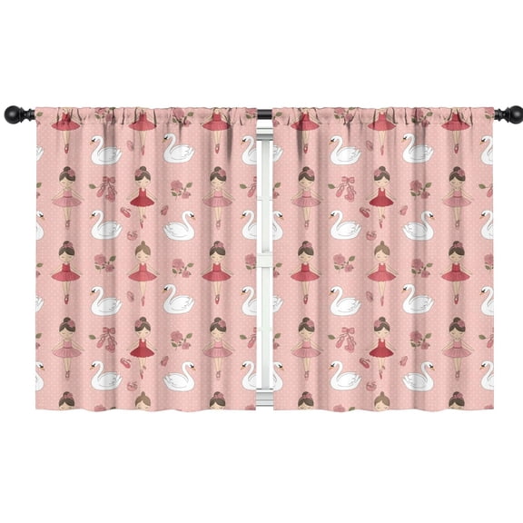 Blackout Kids Curtains,Pink Ballerina Swan Pattern Childrens Insulated Curtains Set Of 2,Bedroom Essentials,Toddler Room Decor 42"x54"