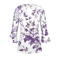 thumbnail image 5 of hxobax Women Vintage Floral Tunic Blouse Ruffle 3/4 Sleeve Tshirts V Neck Button Shirts Pleated Tops, 5 of 5