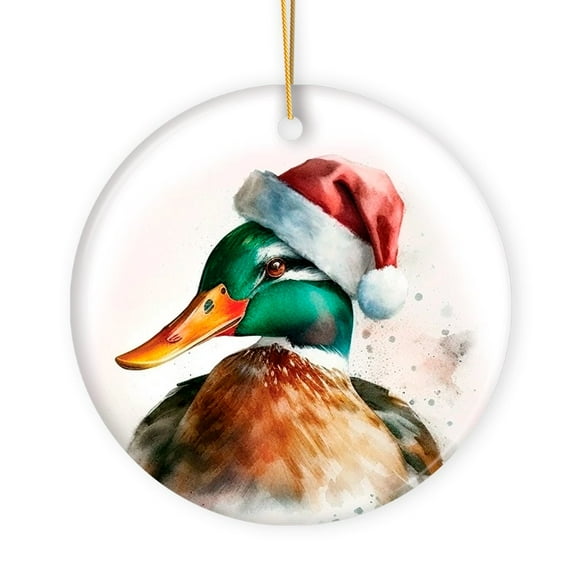 Watercolor Mallard Duck Christmas Ornament