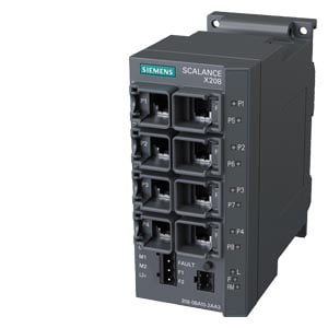 Restored Siemens SIMATIC NET Industrial Ethernet Switch, 8-Port, Managed, P/N: 6GK5208-0BA10-2AA3 (Refurbished)