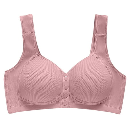 Women Wirefree Bras for Middle-Aged Front Buckle Button Underwear Large Size Bra s Comfortable Without Steel Ring bra Push Up Everyday Bra