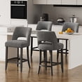thumbnail image 2 of Vknow Furniture Mid-Century Counter Height Bar Stools Set of 4 with Solid Wood Legs and Ergonomic Backrest for Kitchen Island and Dining Room,Dark Gray, 2 of 8
