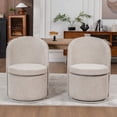 thumbnail image 2 of Kidol & Shellder Swivel Dining Chair with Solid Wood Frame Boucle Accent Chair with Back, Vanity Chair for Dressing Room, Comfy Living Room Seating, Easy Assembly, Oatmeal 3PCS, 2 of 6