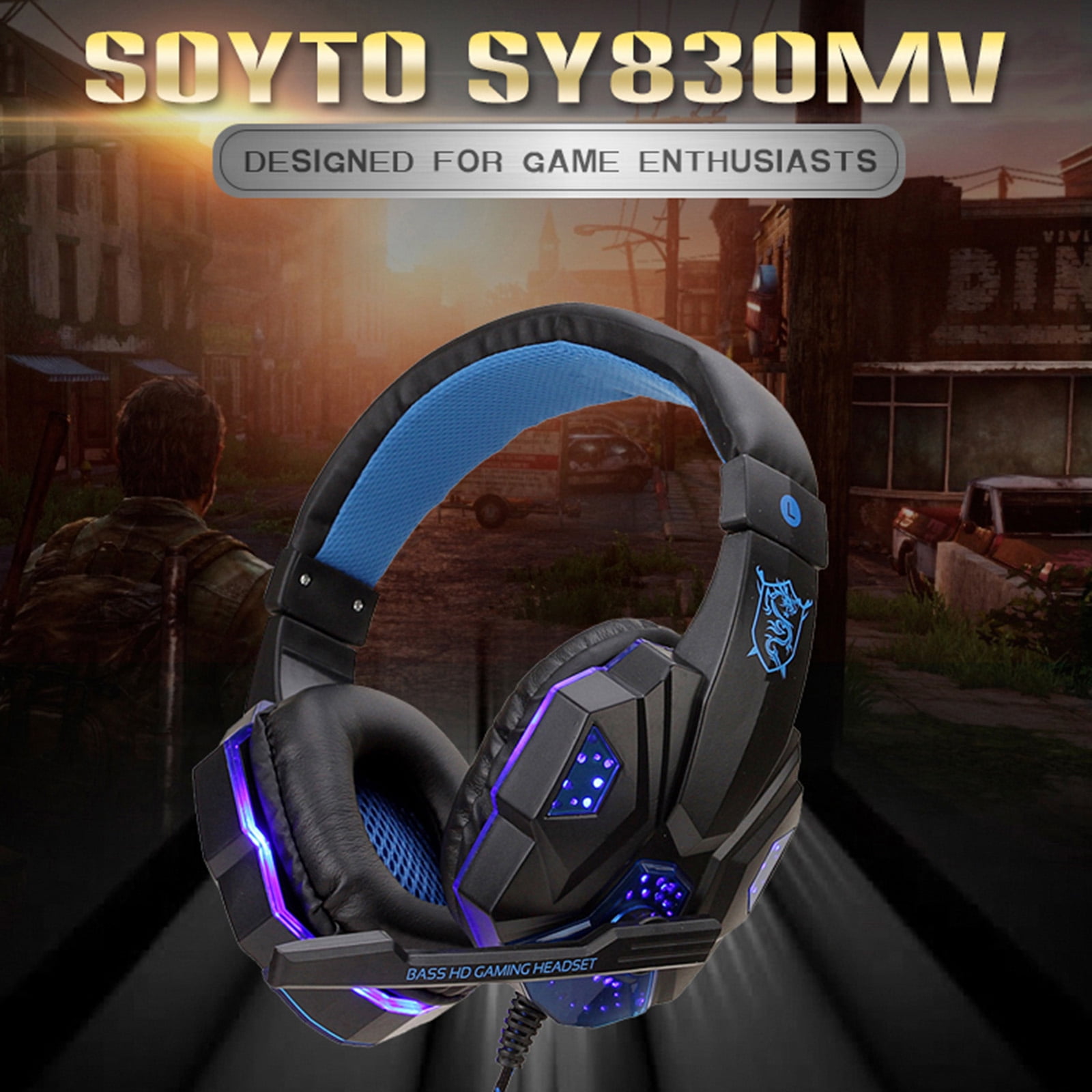 SY830MV Wired Computer Gaming Headphones Over-ear Game Headset with  Microphone AUX+USB Port Control for PC - Walmart.com