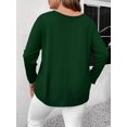 thumbnail image 4 of Womens Summer Cold Shoulder Tops Long Sleeve T Shirts Pullover -Strap Cutout Design Blouses Dark Green 5XL, 4 of 5