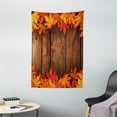 thumbnail image 1 of Fall Tapestry, Dry Leaves Poured Onto Wooden Board Cabin Cottage Rustic Country Life Theme Print, Wall Hanging for Bedroom Living Room Dorm Decor, 40W X 60L Inches, Brown Orange, by Ambesonne, 1 of 2