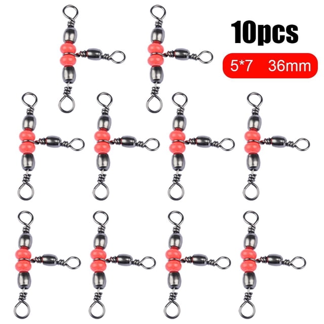 Lttoisl Fishing 3 Way Cross Line Swivels, Brass Barrel Shaped Tee T Type 360° Rotation Connector, High Strength Corrosion Resistant Splitter for Trolling & Rigging, 8-Pack