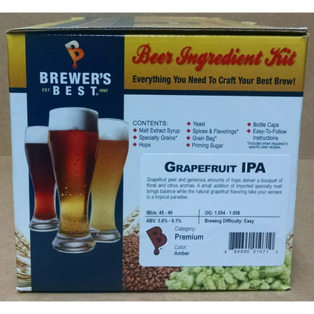 Brewer's Best Home Brew Beer Ingredient Kit - 5 Gallon (Grapefruit (Best Low Alcohol Ipa Beer)