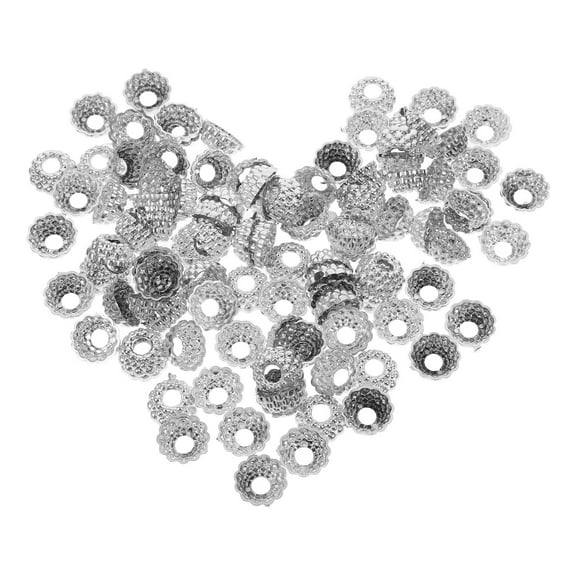 WHAMVOX Round Ornament Toppers 100Pcs Silver Christmas Hangers Caps for PVC