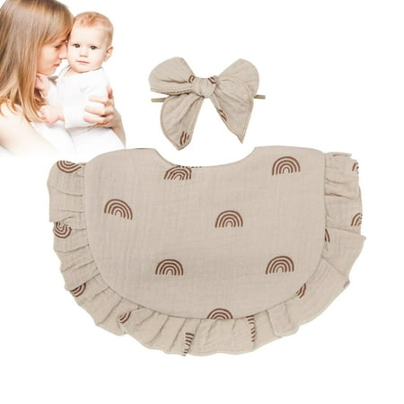 

Bib for Girls - Cotton Drool Proof Bib with Headband Soft Bib Adjustable Drooling Bib Proof Bib Teething Bib for Drooling & Teething