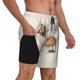 thumbnail image 2 of Fotbe Brown Cat Cartoon Traje de Baño para Hombre – Shorts de Natación de Secado Rápido con Forro y Bolsillos-X-Large, 2 of 6