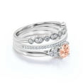 thumbnail image 2 of Dazzling Minimalist 2.25 Carat Round Cut, Affordable Morganite And Diamond Moissanite Engagement Ring, Wedding Ring, Two Matching Band in 10k Solid White Gold, Gift For Her, Promise Ring, 2 of 3