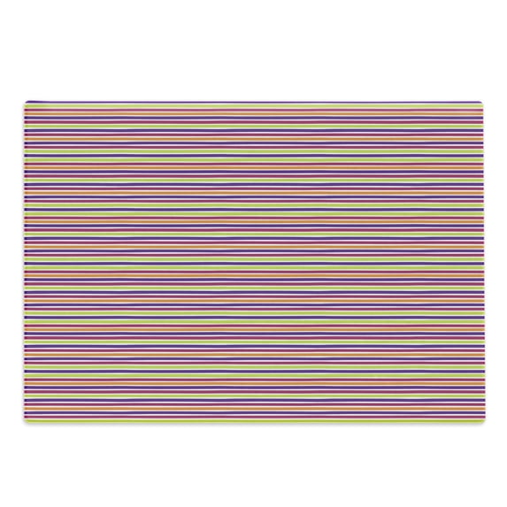 Abstract Cutting Board, Illustration of Horizontally Arranged Straight Colorful Stripes Hand Drawn Like, Decorative Tempered Glass Cutting and Serving Board, in 3 Sizes, by Ambesonne