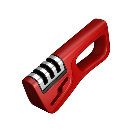 

Rinhoo Sharpener 3 Slots Stainless Steel Whetstone Anti-slip Kitchen Outdoor Scissor Sharpening Grinder Stone Red