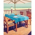 thumbnail image 2 of Outdoor Rectangle Tablecloth with Umbrella Hole and Zipper, Aqua Ombre Water Ripple Waterproof Table Cover Farmhouse Stripes Washable Patio Tablecloths for Party Picnic, 60"x84", 2 of 6